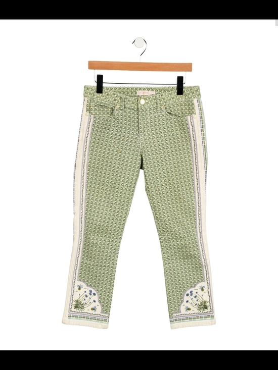 Tory Burch Denim - Tory Burch

Mid-Rise Straight Leg Green Patterned Cropped